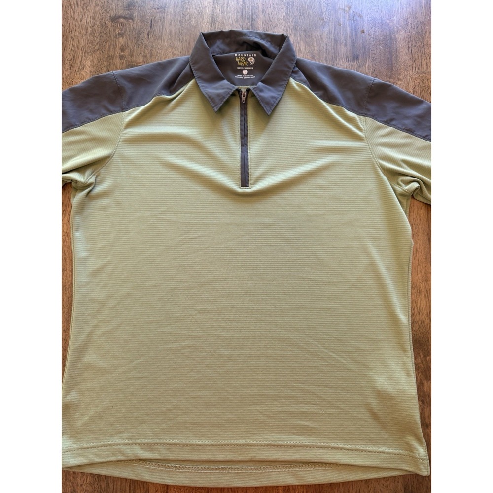 Mountain Hardwear Mens Green Grey Quarter Zip Technical Polo Shirt Large